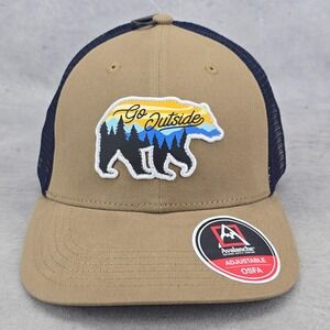 Avalanche Go Outside Mountains Bear Trucker Hat Snapback Brown Blue One Size Cap